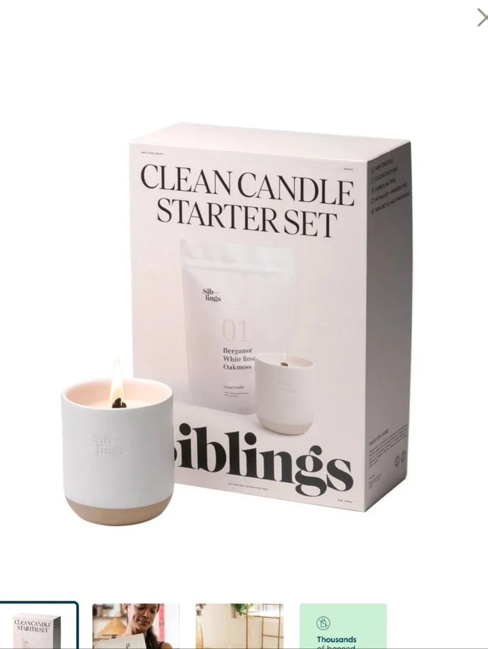 Siblings Clean Candle Starter Set - White & Natural